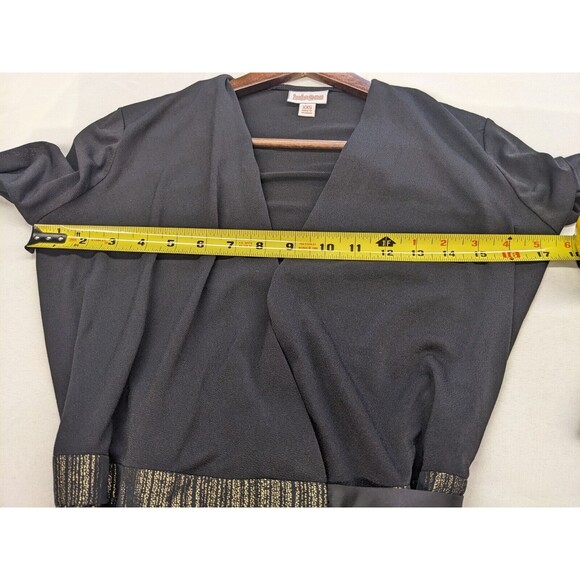 Lularoe Long Dress Duster Black Gold Pleated Long Sleeve DeAnne Wrap XXS NWT - Picture 7 of 9